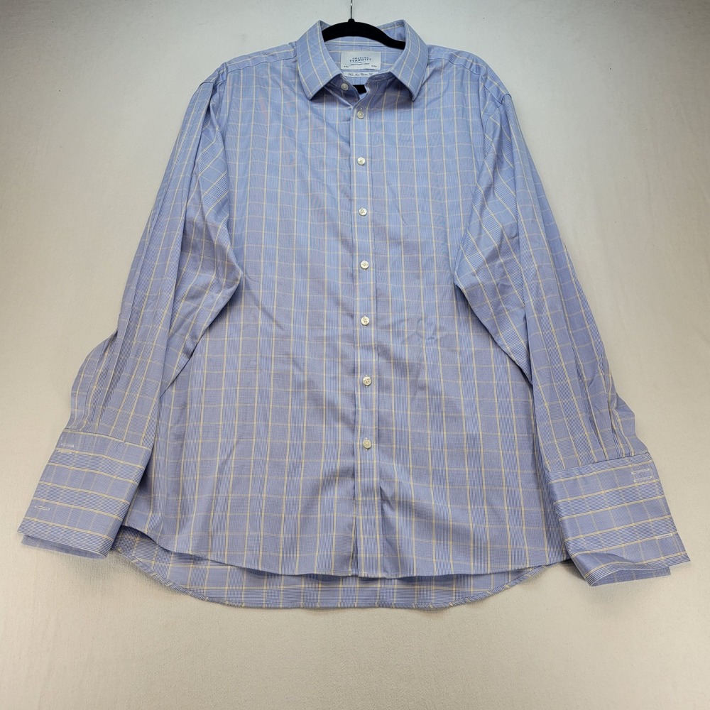 Charles Tyrwhitt Dress Shirt Mens 18/36 Blue Check Non Iron Classic Fit
